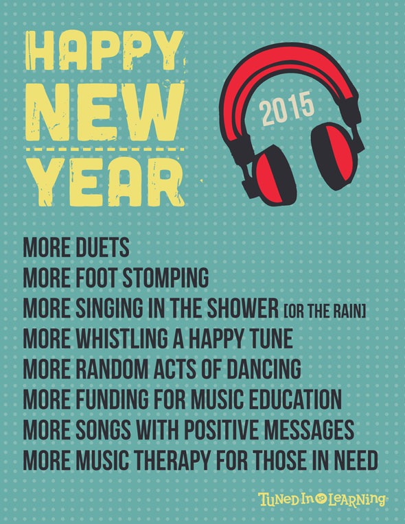 Music Therapy New Year's Resolutions in 2015 Poster | Tuned in to Learning